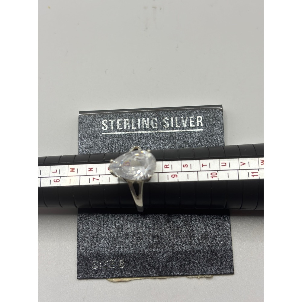 Unbranded Sterling Silver Ring Womens Size 8 Silver Pear Cut Cubic Zirconia